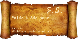 Polák Sándor névjegykártya
